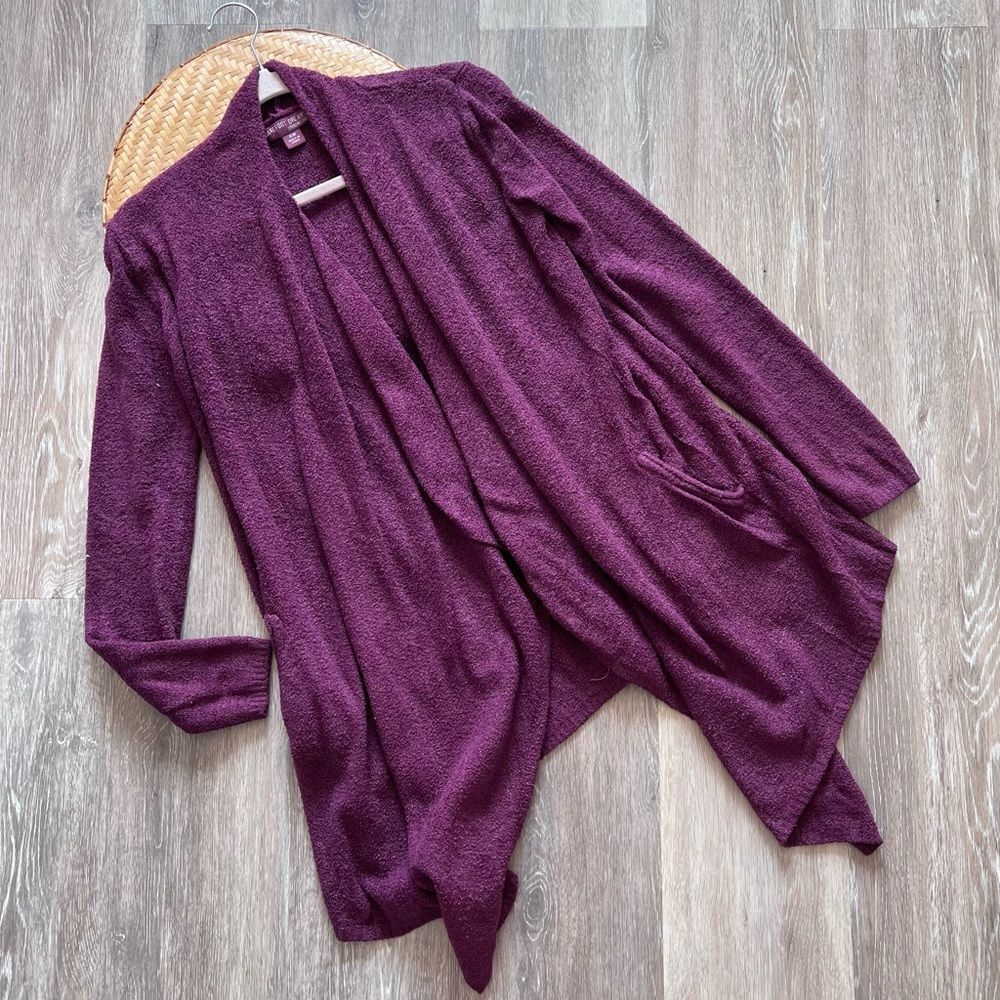 Barefoot dreams cozy chic maroon open front cardigan women’s size S